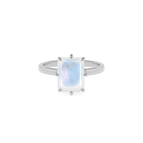 natural rainbow-moonstone emerald solitaire engagement ring