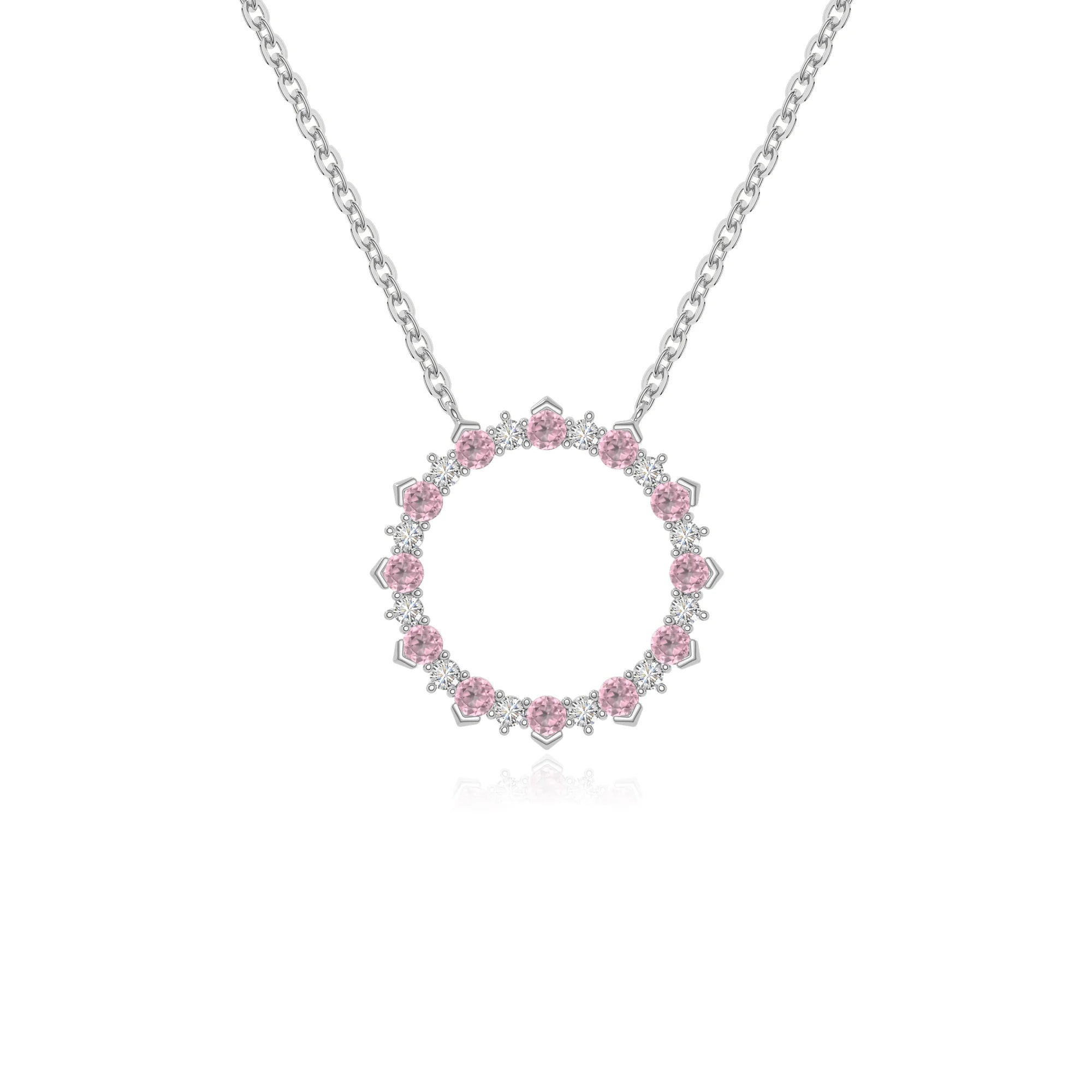 natural pink-tourmaline sun necklaces in sterling silver 