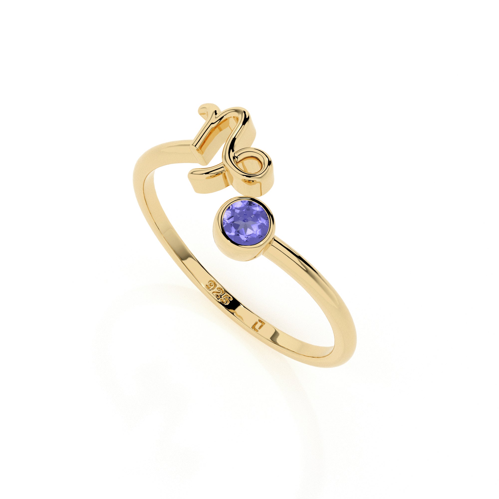 capricorn zodiac ring with natural tanzanite gold vermeil