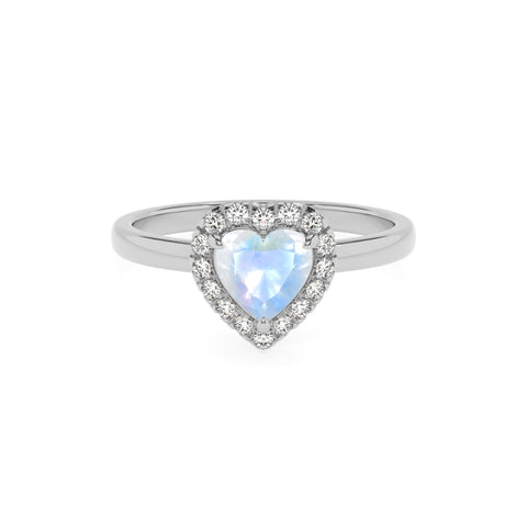 natural rainbow-moonstone heart halo solitaire engagement ring