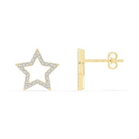 moissanite star stud earrings in yellow gold vermeil 