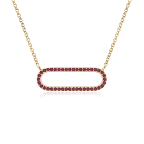 natural ruby oval paperclip necklaces in yellow gold vermeil 