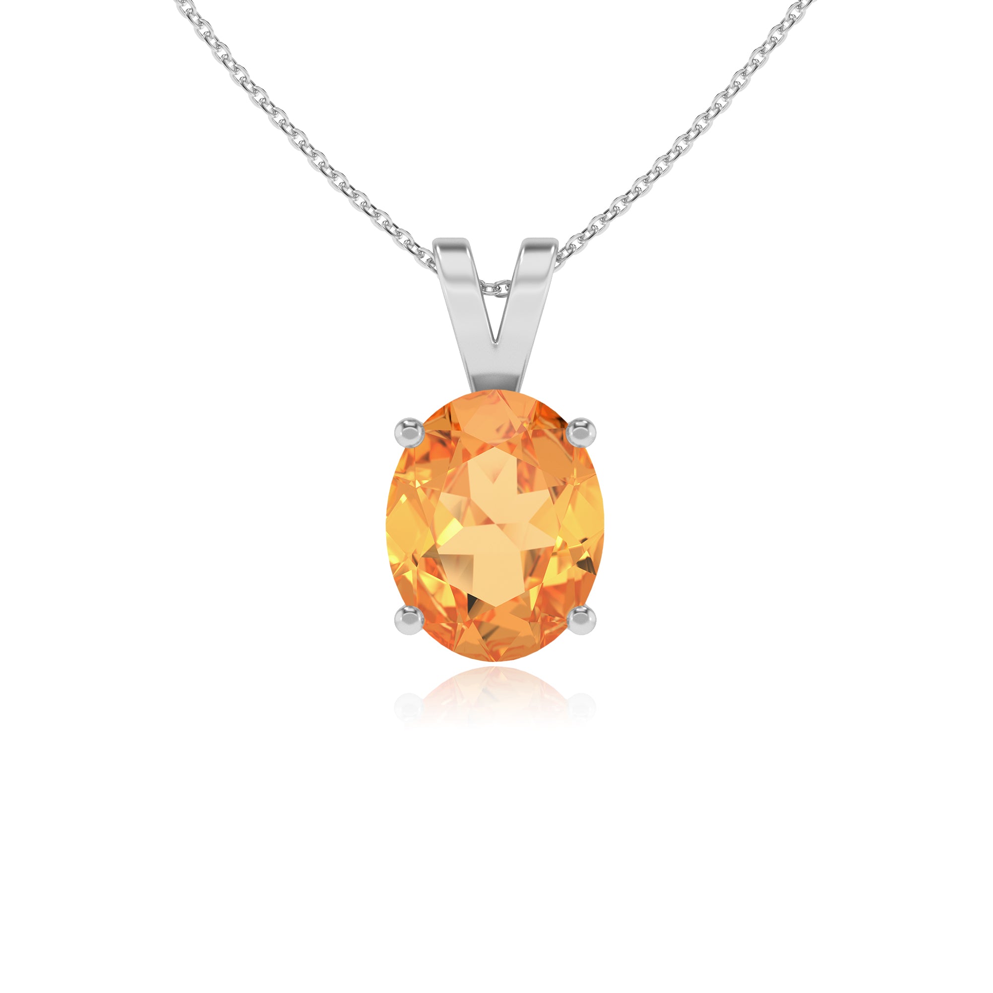 lab grown citrine oval shape solitaire v-bale pendant necklace