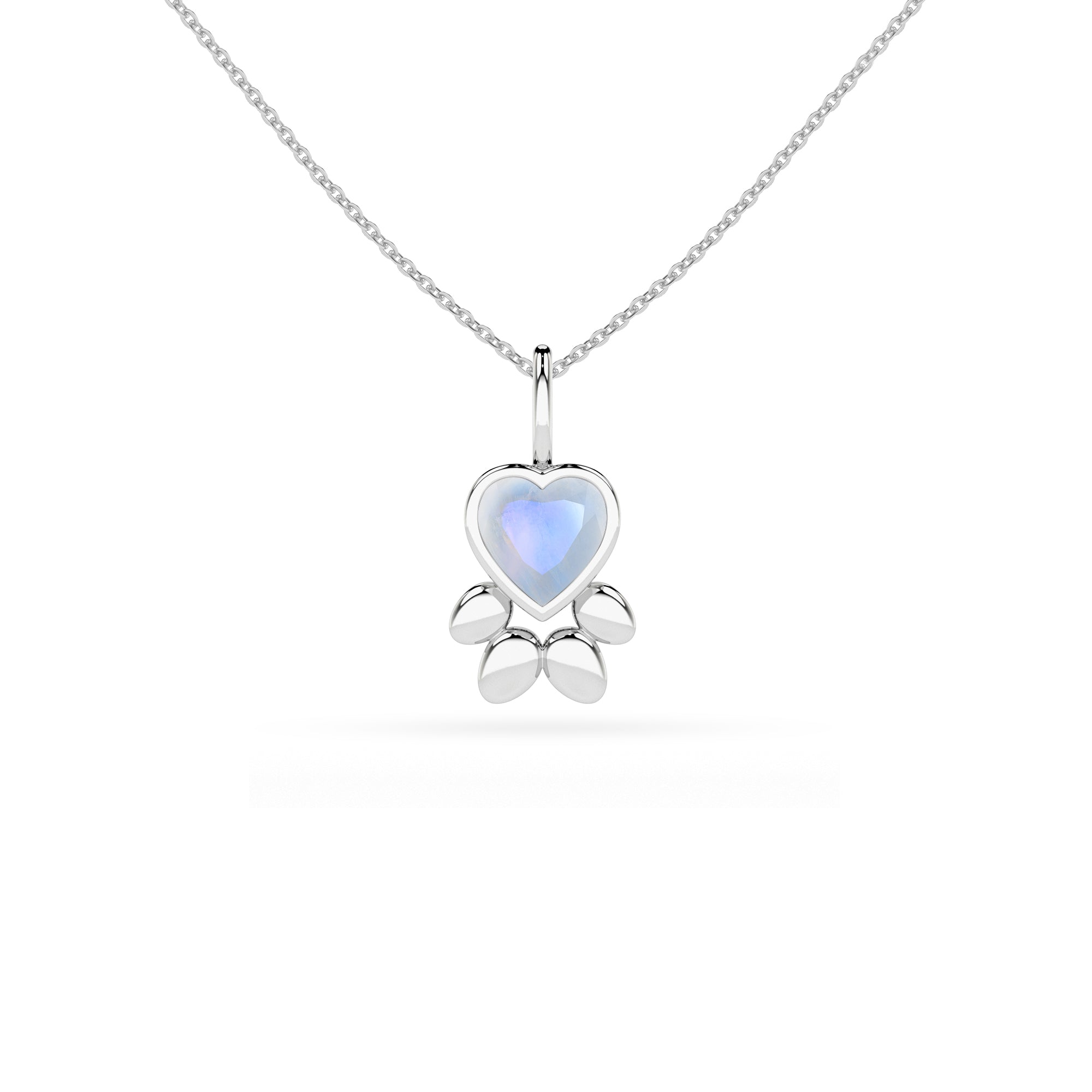 natural rainbow-moonstone paw shape pendant necklace