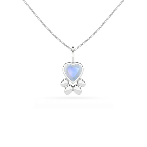 natural rainbow-moonstone paw shape pendant necklace