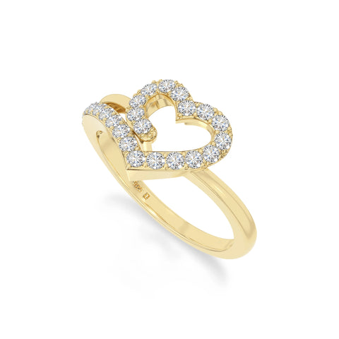 natural moissanite heart promise rings in yellow gold vermeil