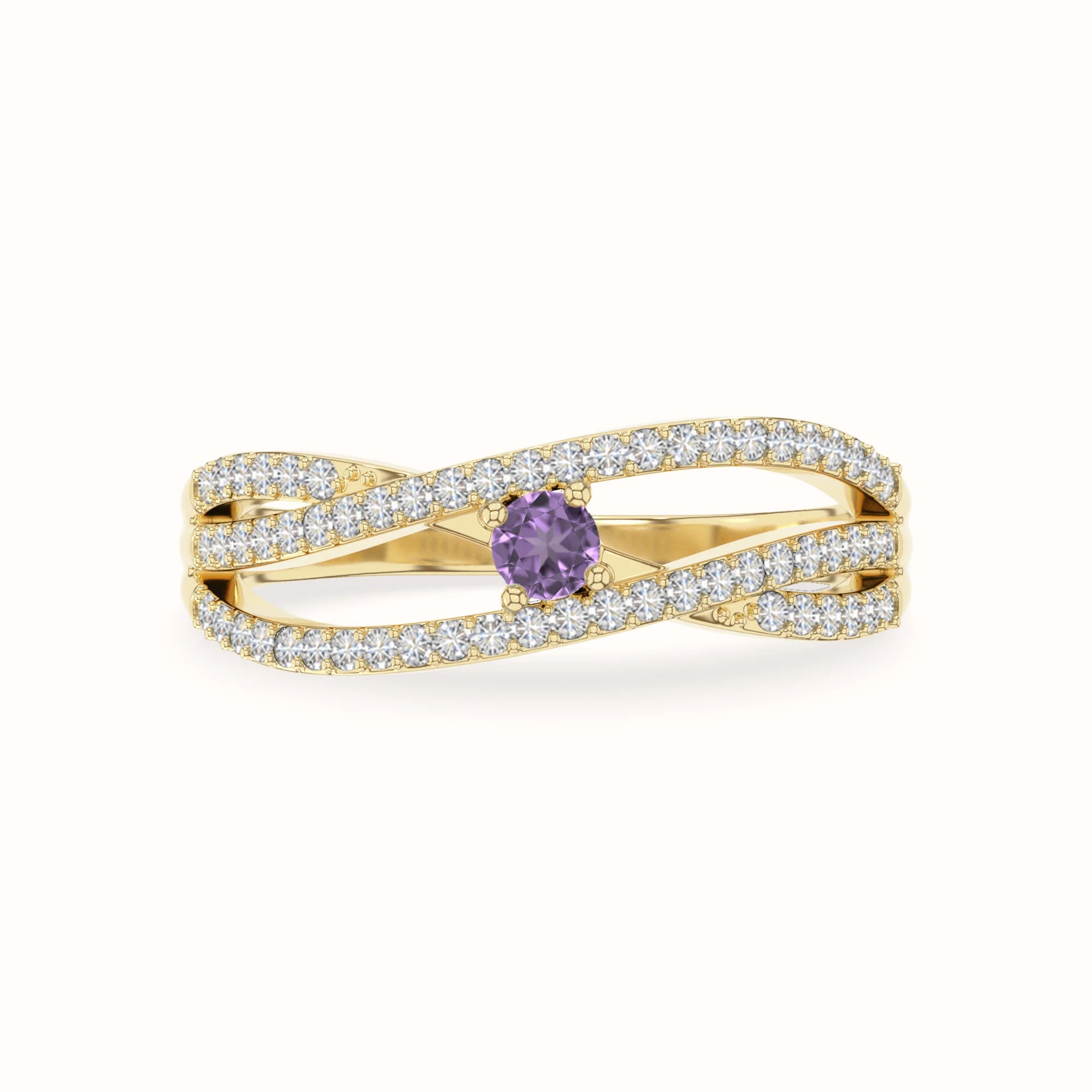 natural amethyst promise rings in yellow gold vermeil