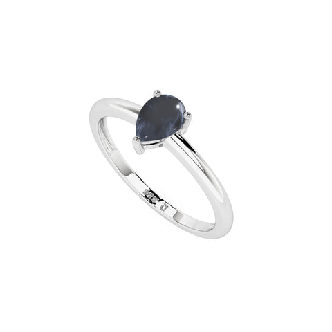 pietersite pear cab stackable prong-set ring