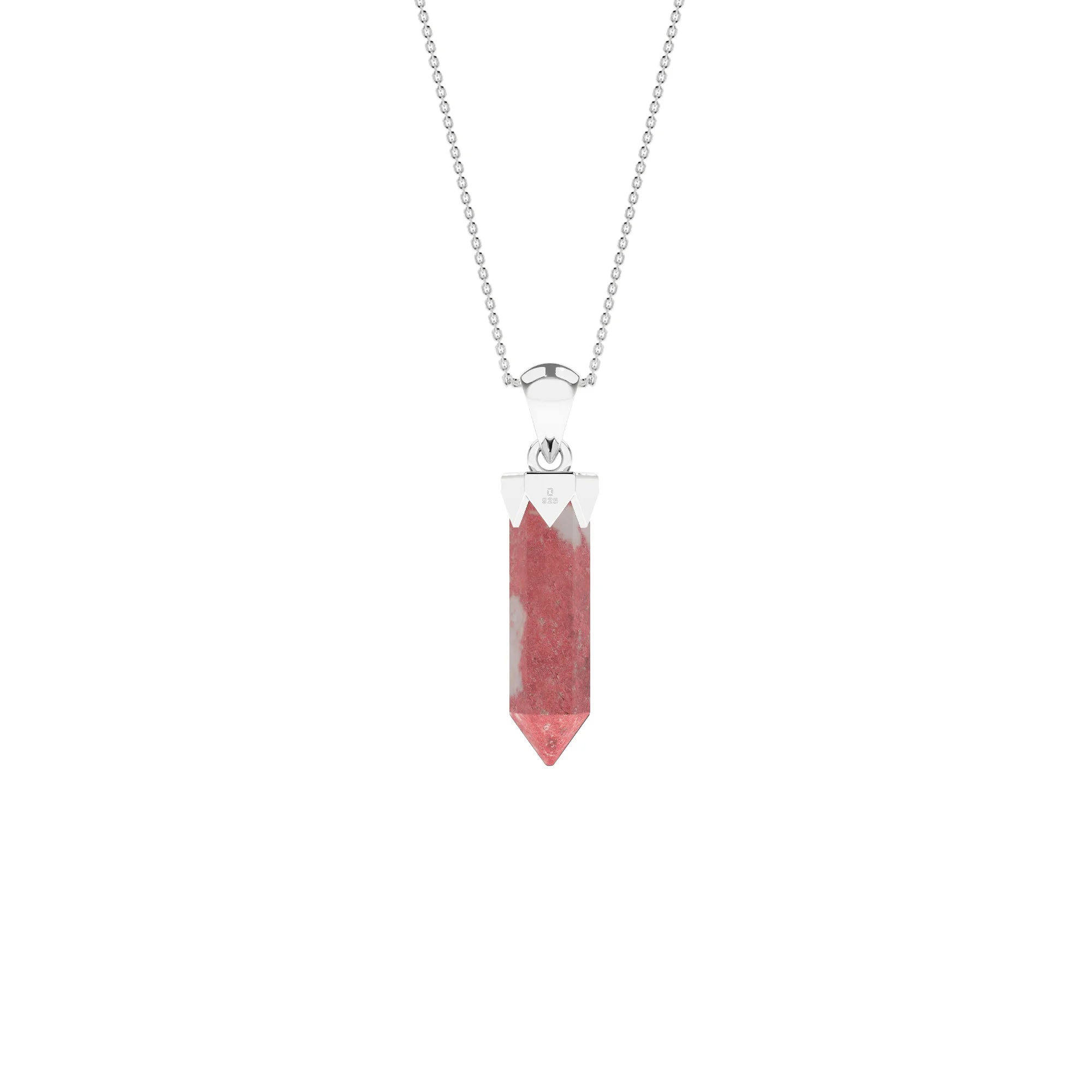 natural thulite hexagon shape pendant necklace