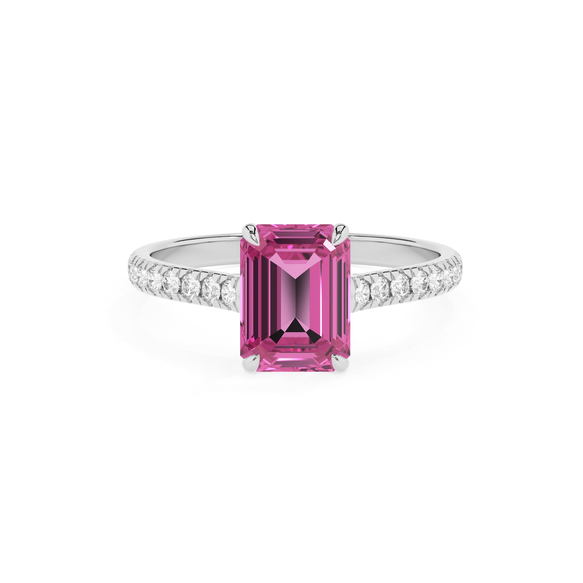 lab-grown pink-sapphire emerald half eterity solitaire engagement ring