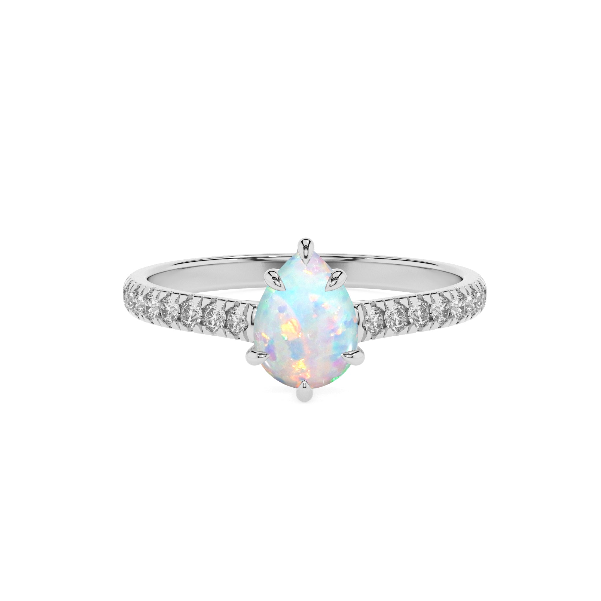 lab grown opal pear half eterity solitaire engagement ring