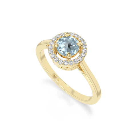 natural aquamarine solitaire halo engagement rings in yellow gold vermeil