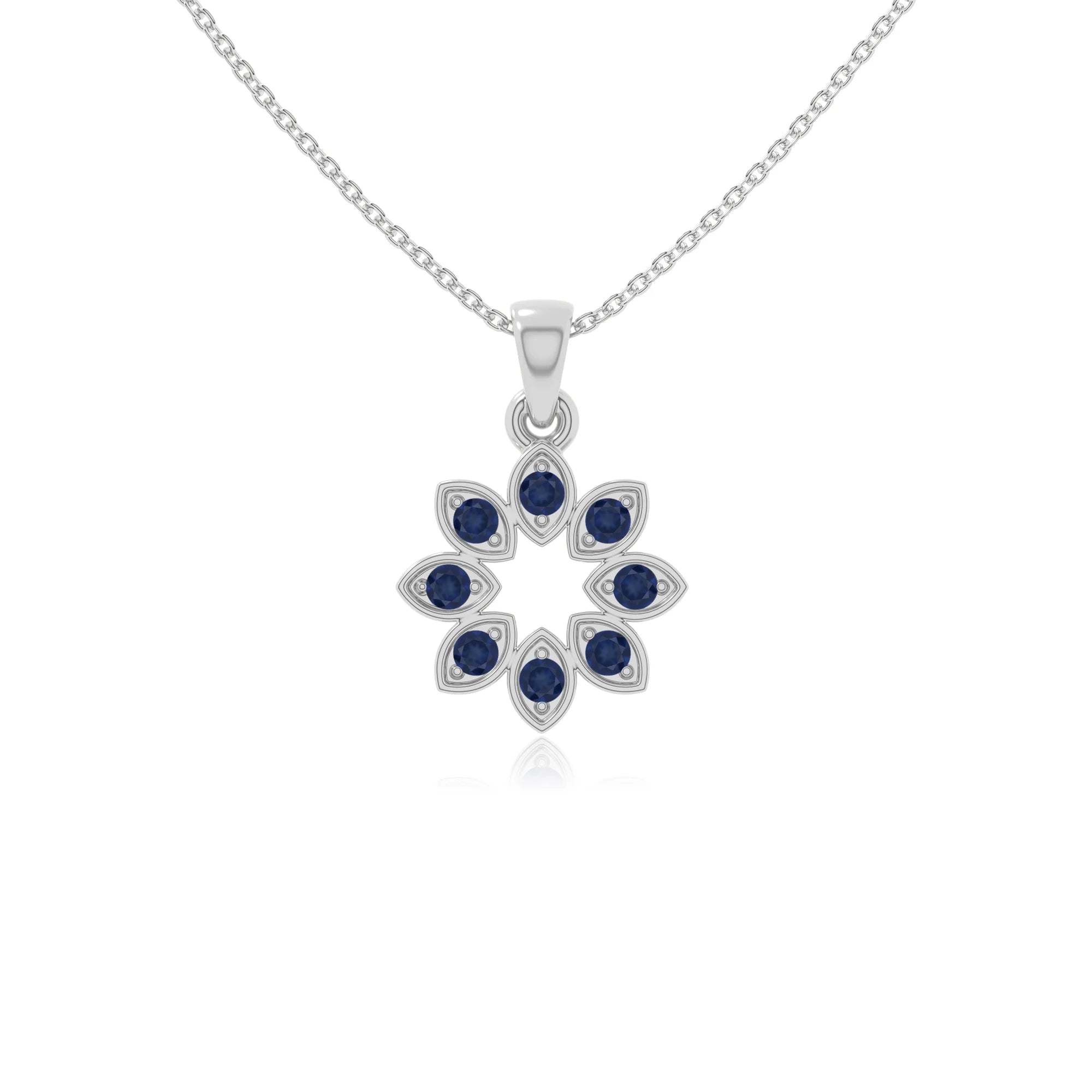 natural blue-sapphire flower necklaces in sterling silver 