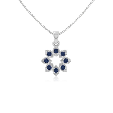 natural blue-sapphire flower necklaces in sterling silver 