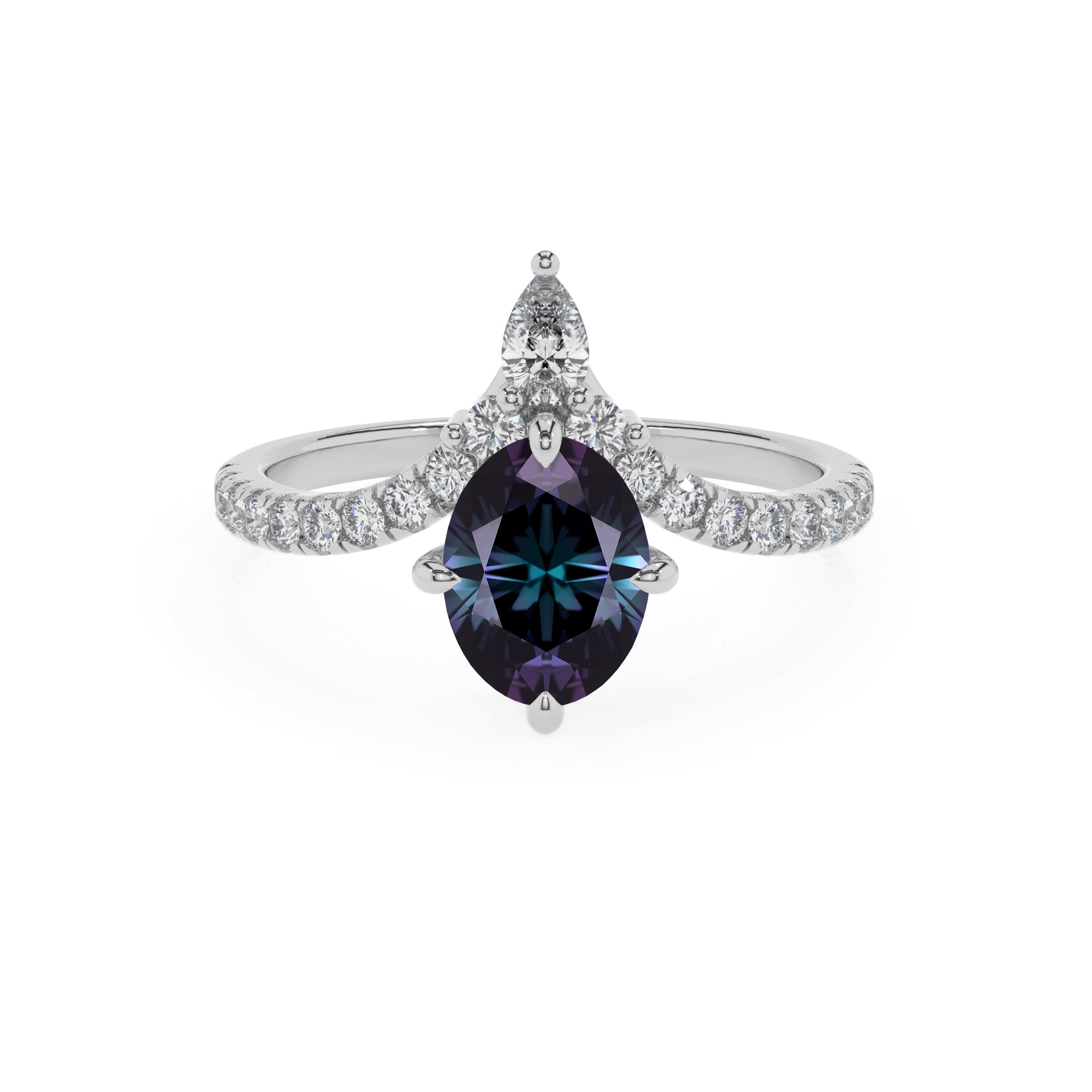 lab grown alexandrite oval solitaire engagement ring