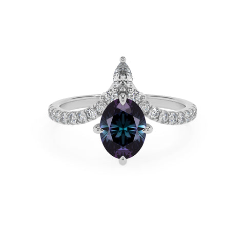 lab grown alexandrite oval solitaire engagement ring