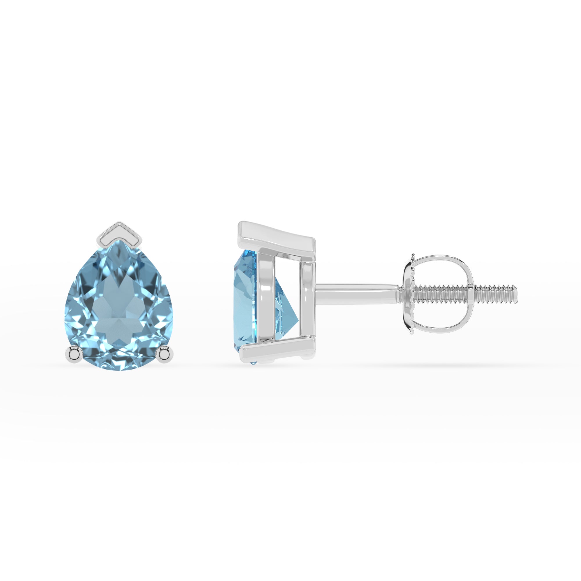 lab grown aquamarine pear stud earrings 