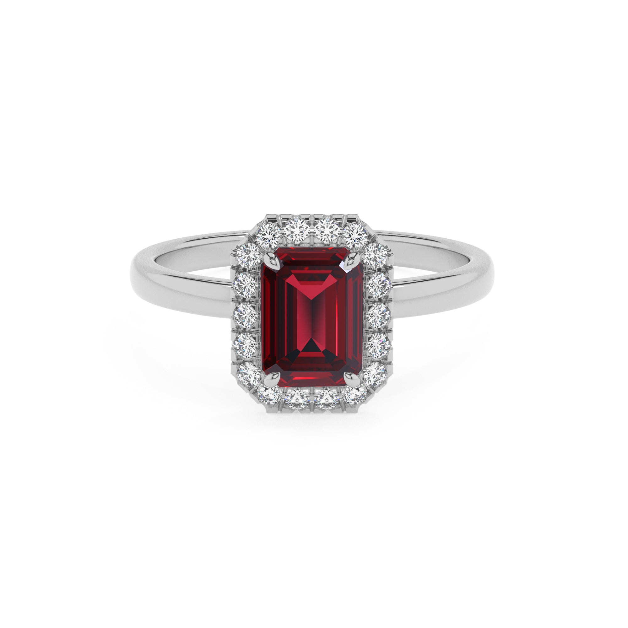 lab-grown ruby emerald halo solitaire engagement ring