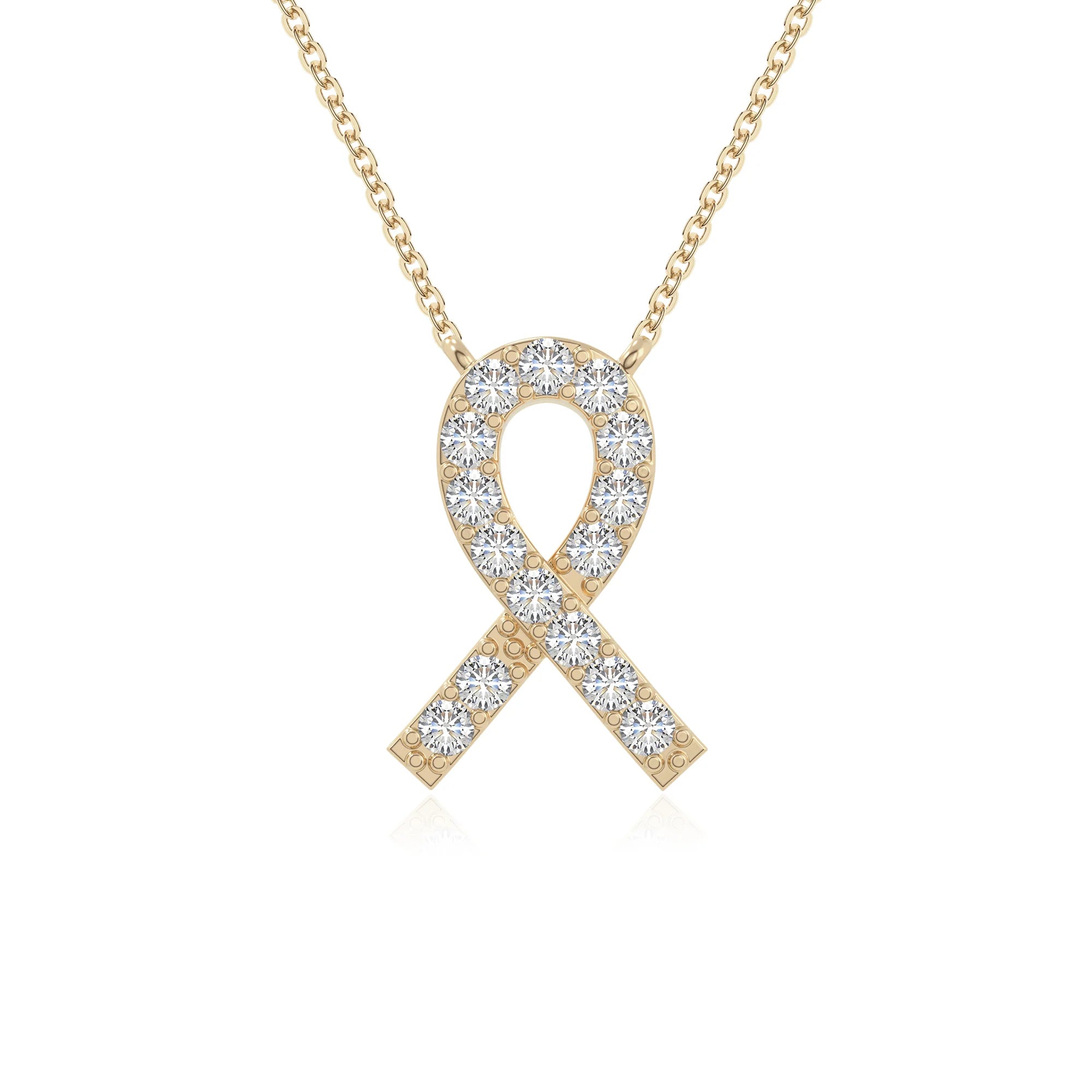 moissanite cancer ribbon necklaces in yellow gold vermeil 