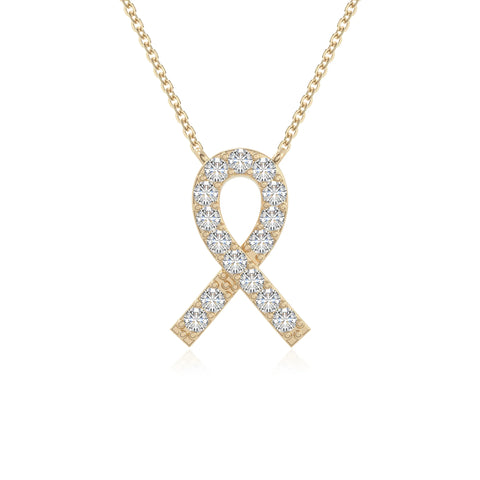 moissanite cancer ribbon necklaces in yellow gold vermeil 