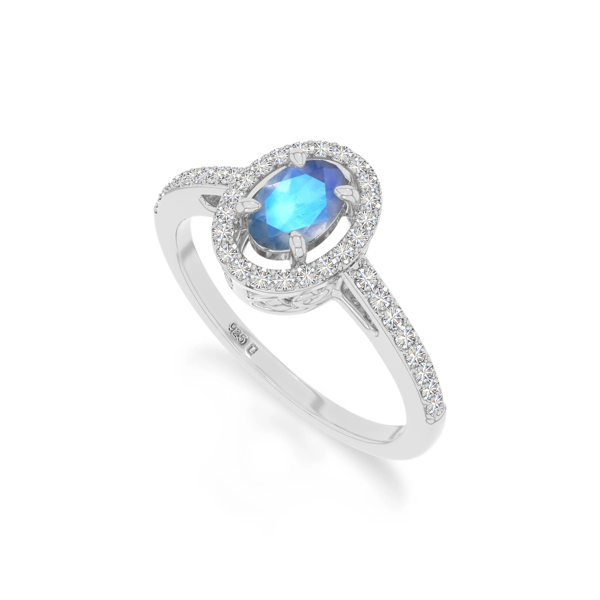 natural labradorite solitaire halo engagement rings in sterling silver 