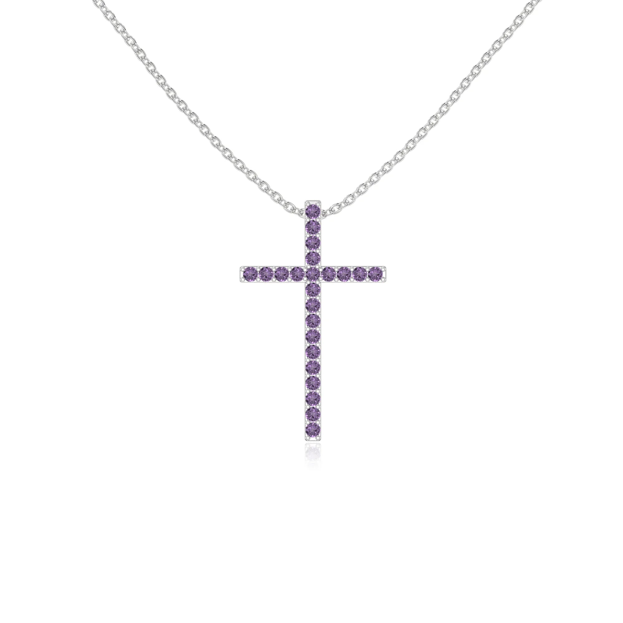 natural amethyst cross necklaces in sterling silver 