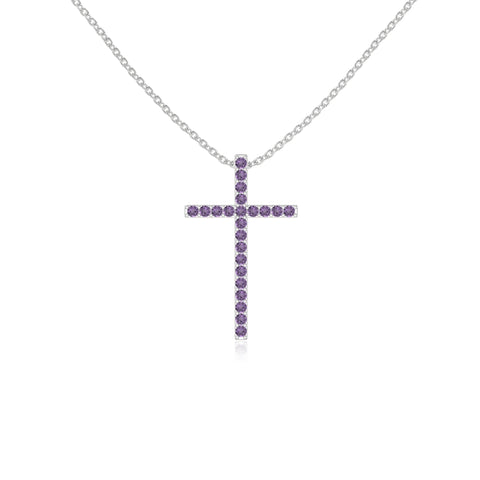 natural amethyst cross necklaces in sterling silver 