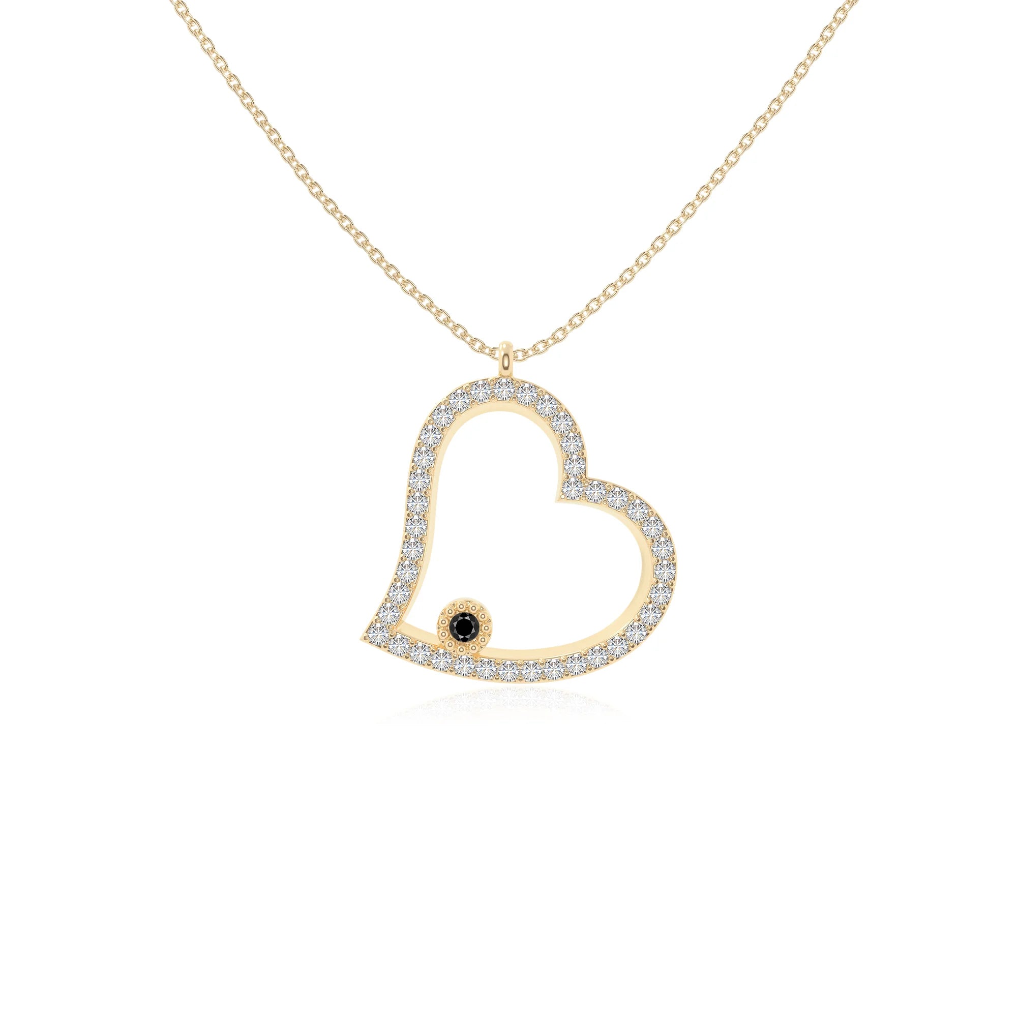 natural black-onyx heart necklaces in yellow gold vermeil 