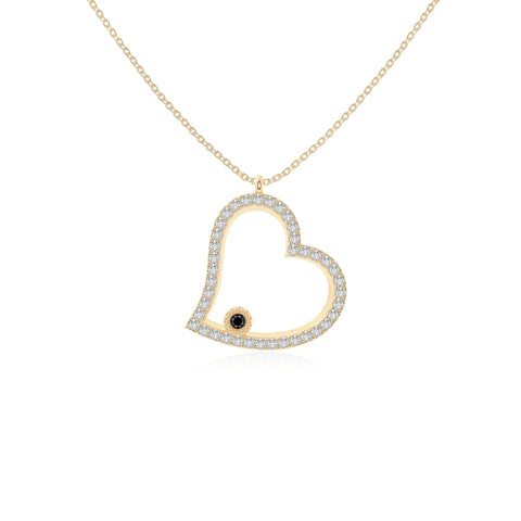 natural black-onyx heart necklaces in yellow gold vermeil 