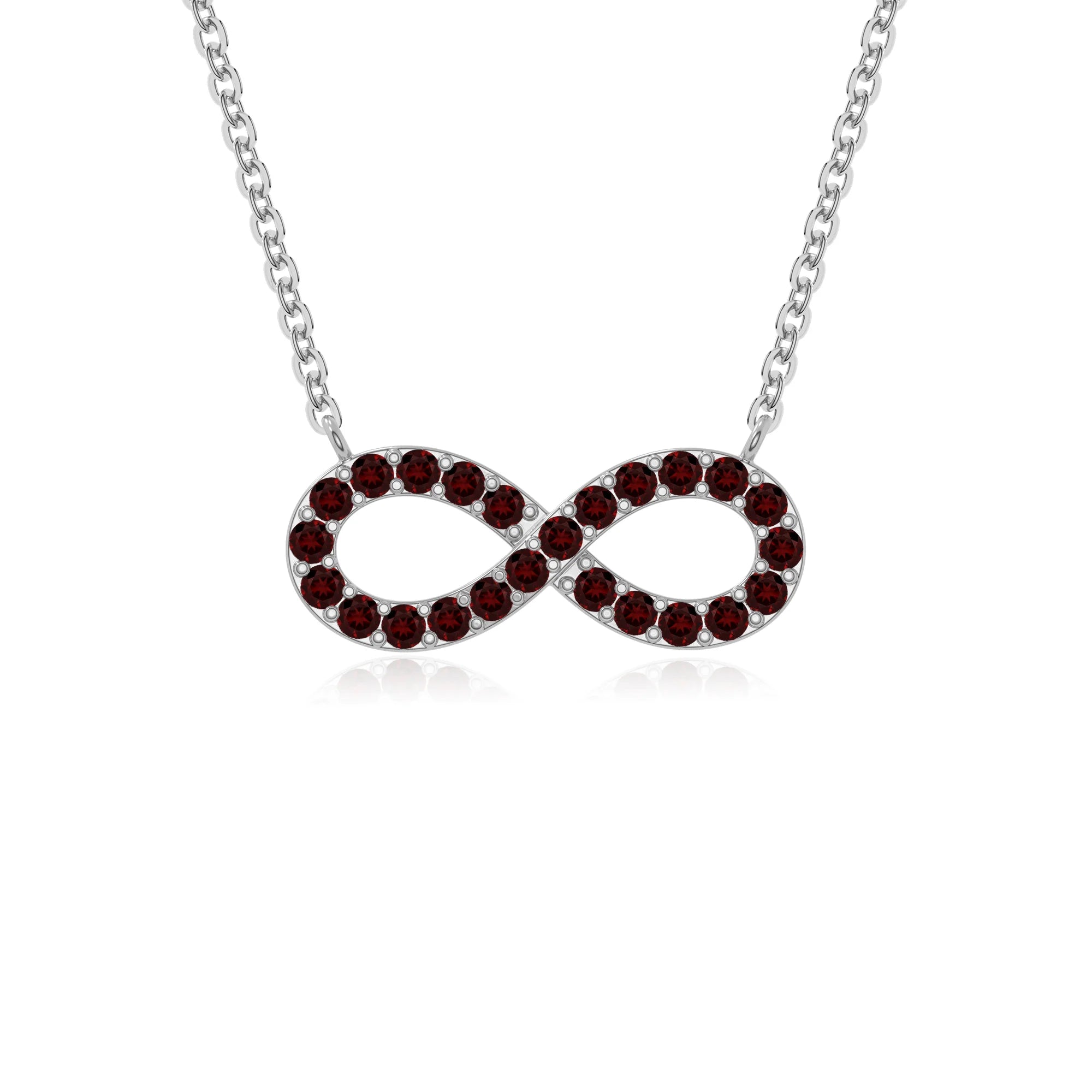 natural garnet infinity necklaces in sterling silver 