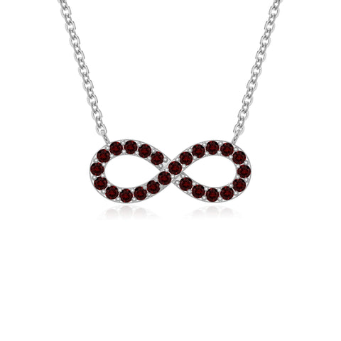 natural garnet infinity necklaces in sterling silver 