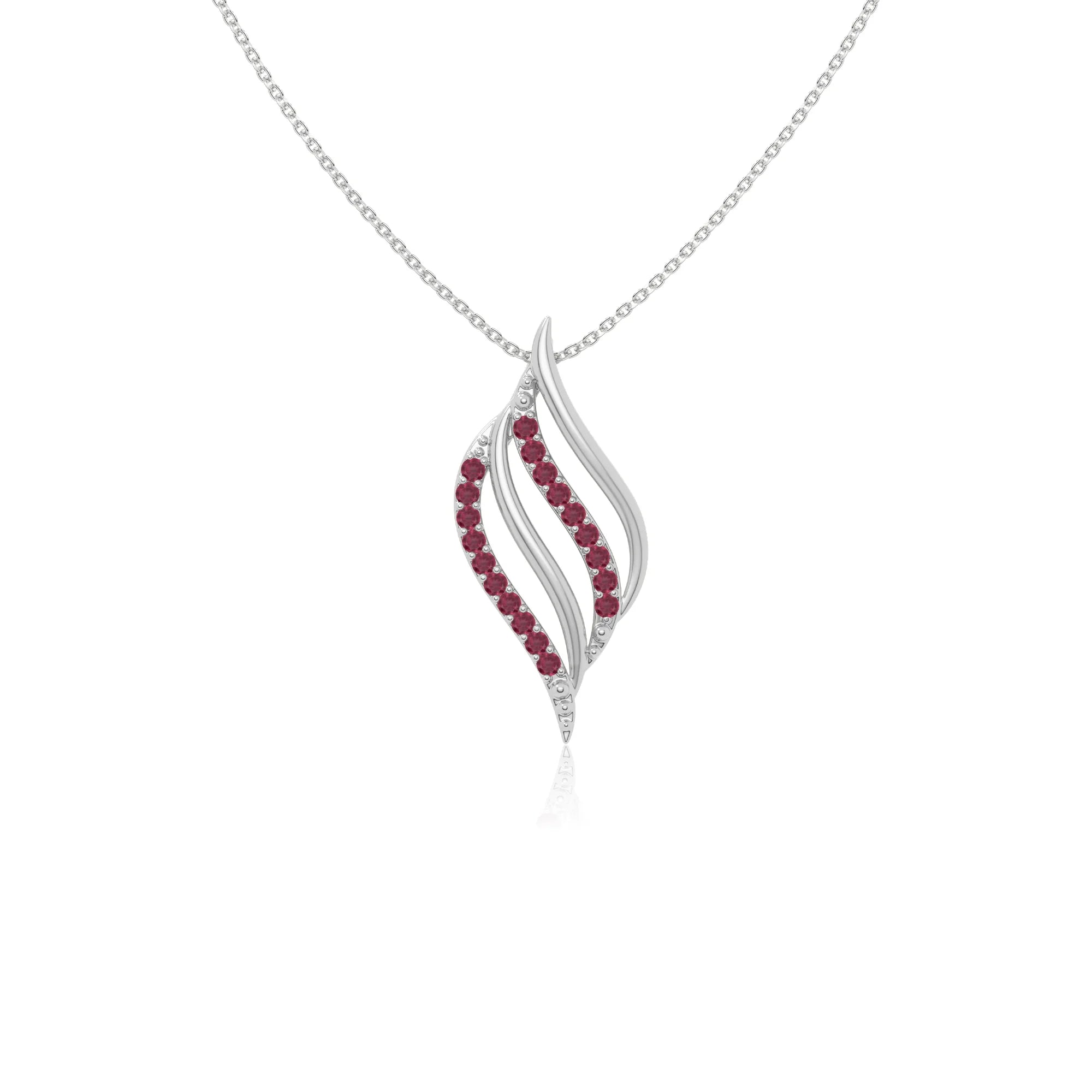 natural ruby flame necklaces in sterling silver 
