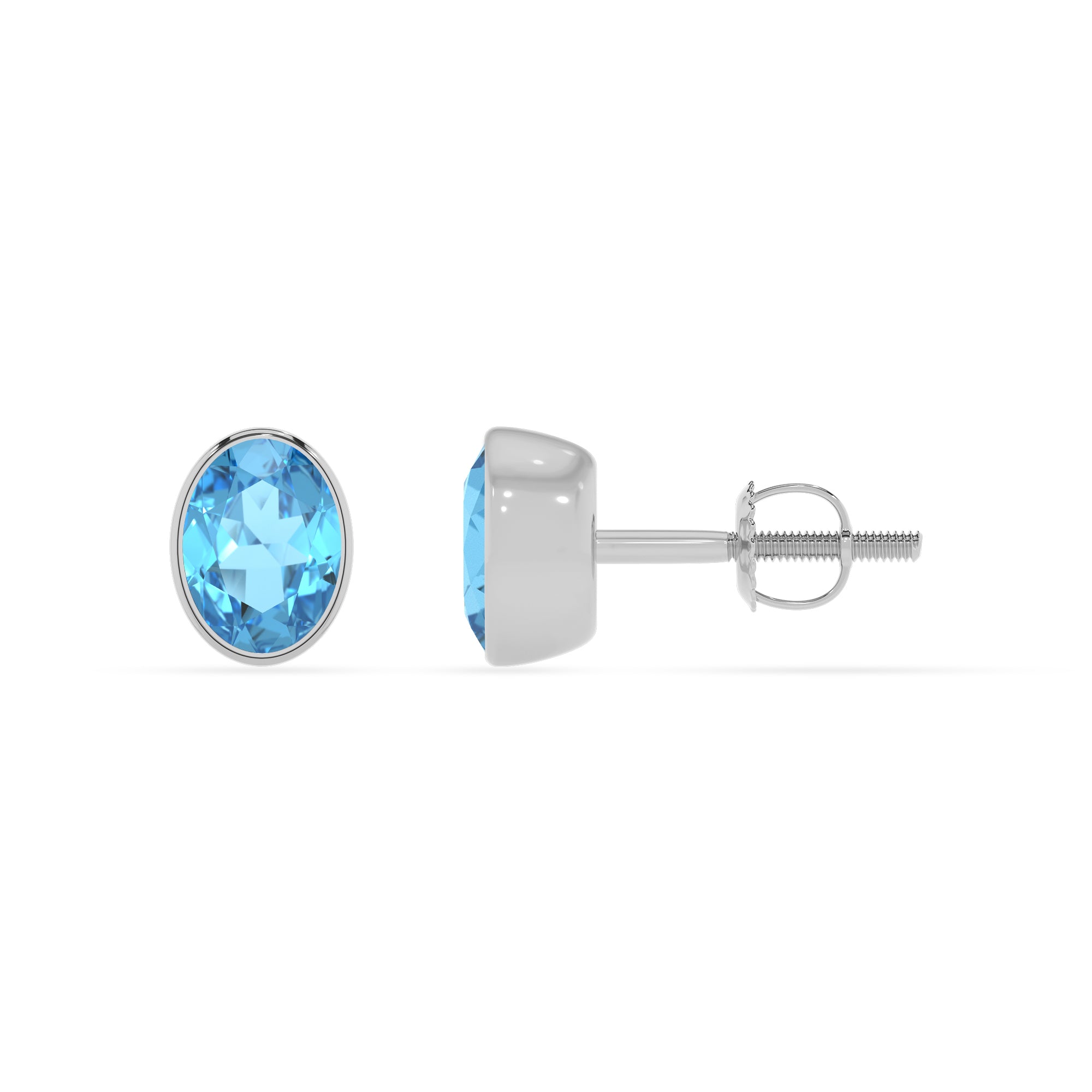 natural swiss blue topaz oval stud earrings 