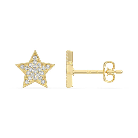 moissanite star stud earrings in yellow gold vermeil 