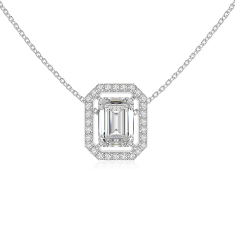 moissanite solitaire halo necklaces in sterling silver 