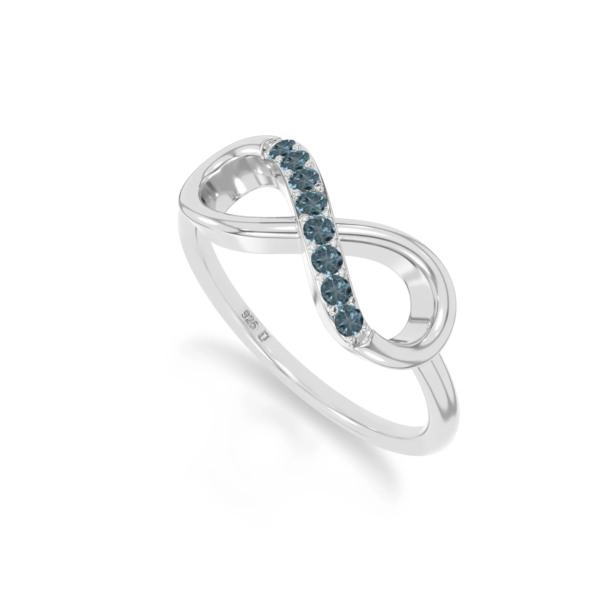 natural london blue topaz infinity promise rings in sterling silver 