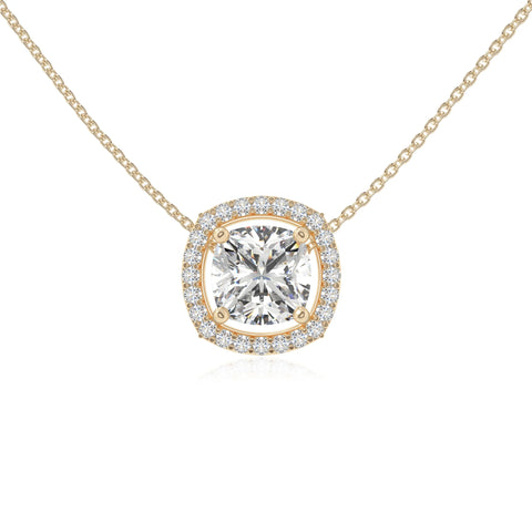 moissanite solitaire halo necklaces in yellow gold vermeil 