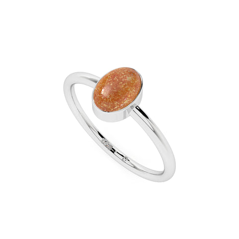 sunstone oval cab stackable bezel-set ring