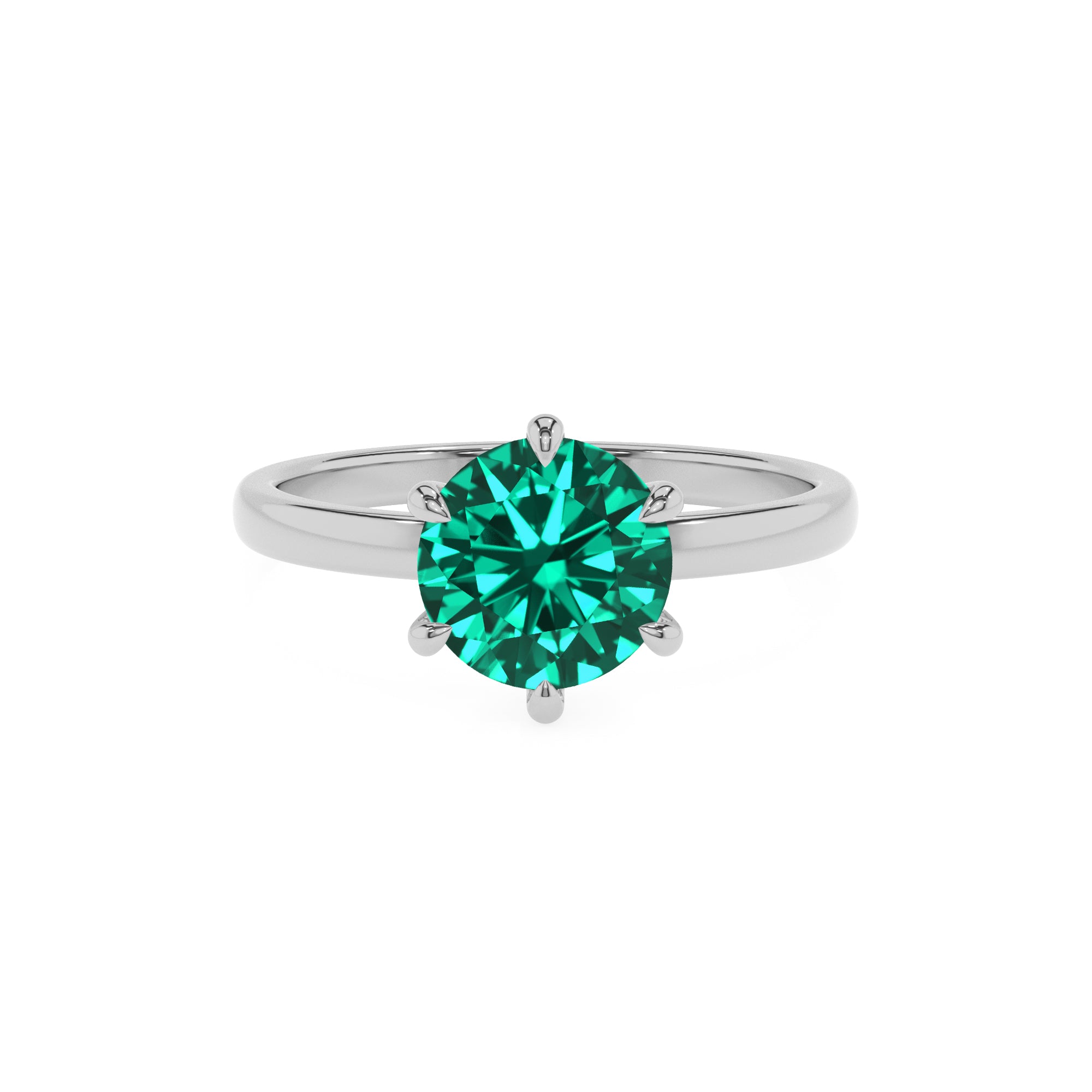 lab-grown emerald round solitaire engagement ring