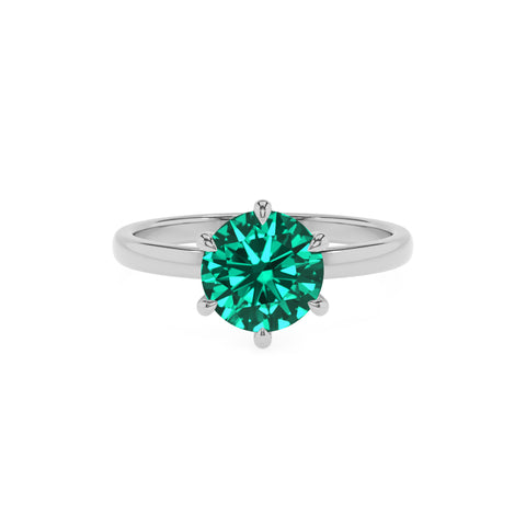 lab-grown emerald round solitaire engagement ring