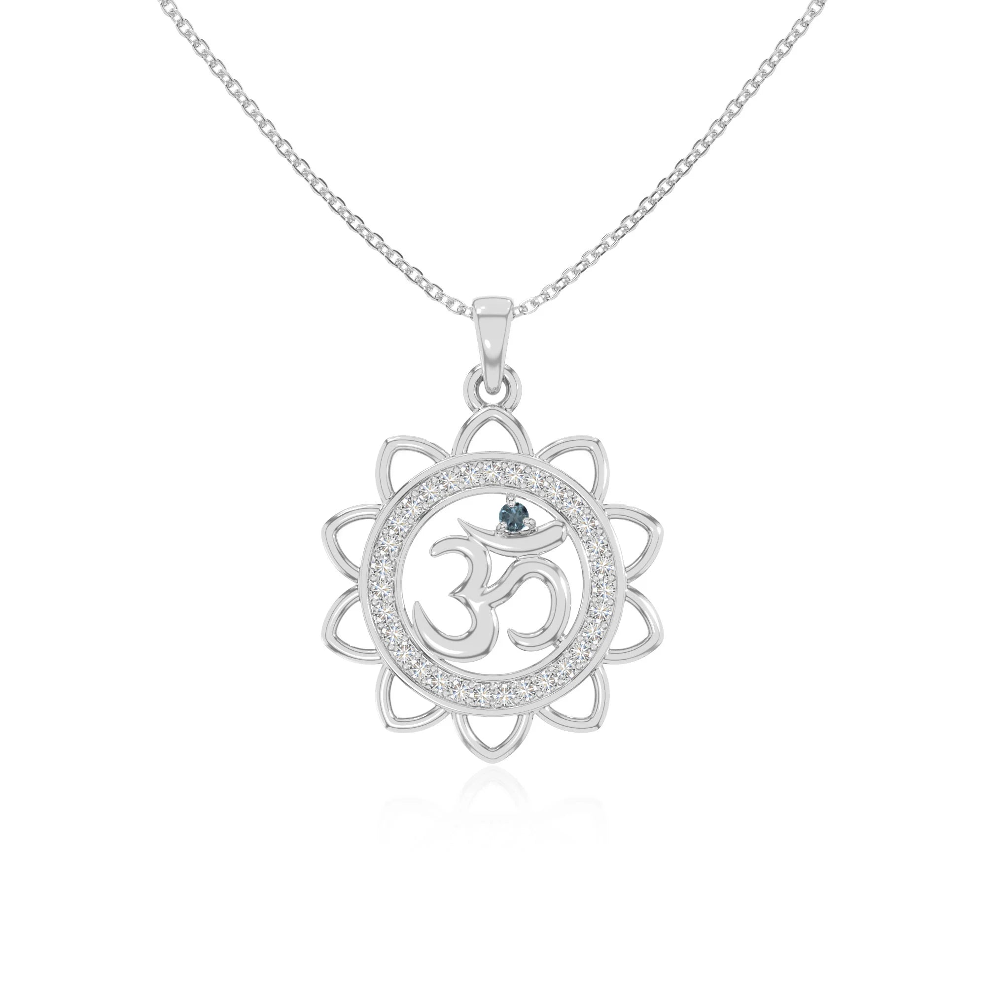 natural london-blue-topaz om symbol necklaces in sterling silver 