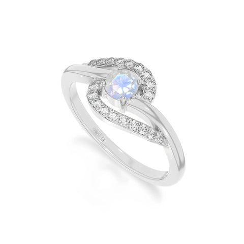 natural rainbow moonstone infinity solitaire rings in sterling silver 