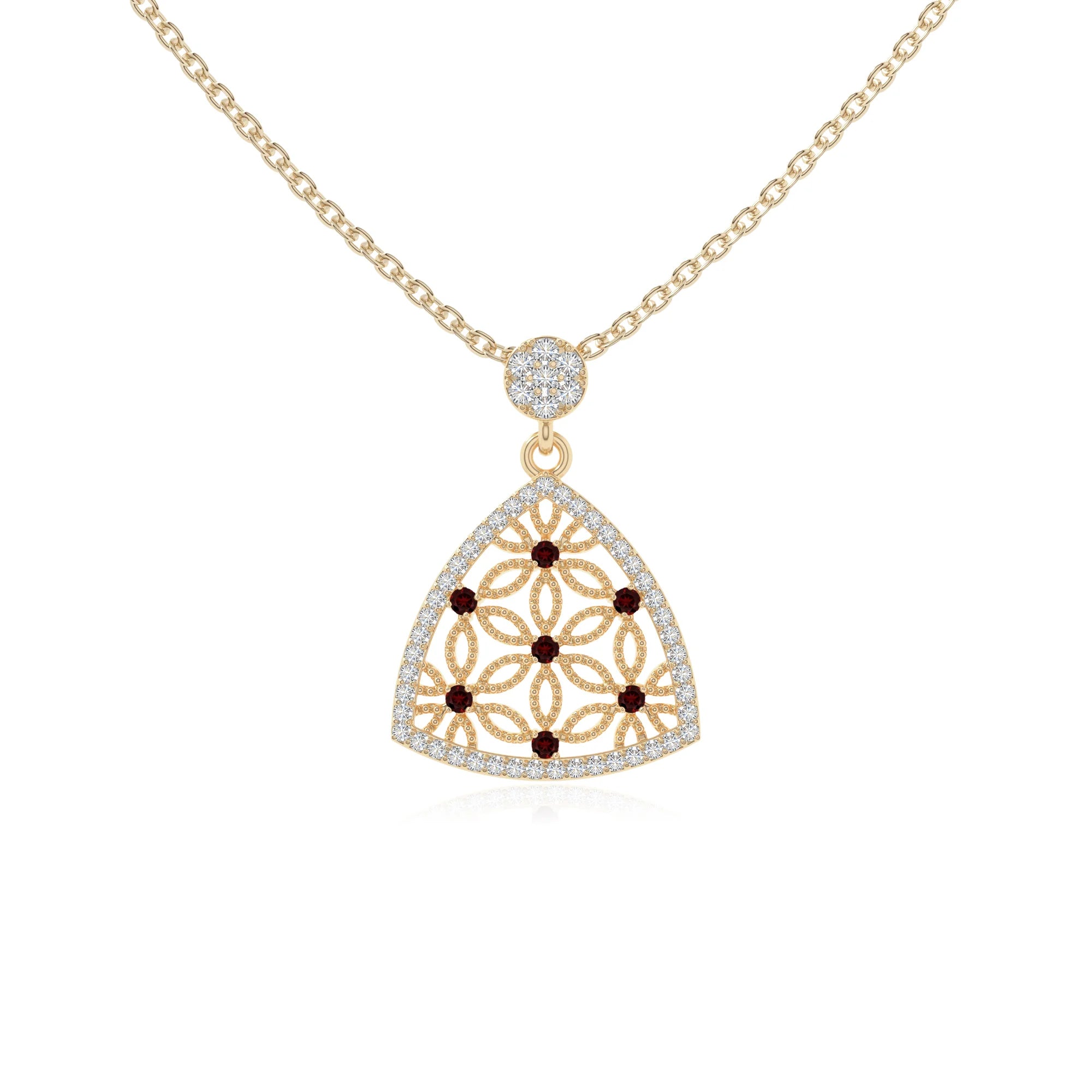 natural garnet infinity love knot necklaces in yellow gold vermeil 