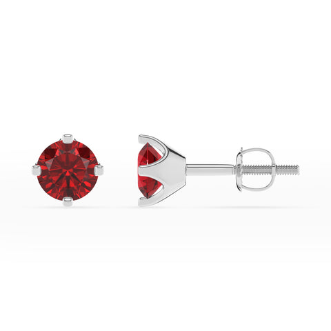 lab grown ruby round stud earrings 