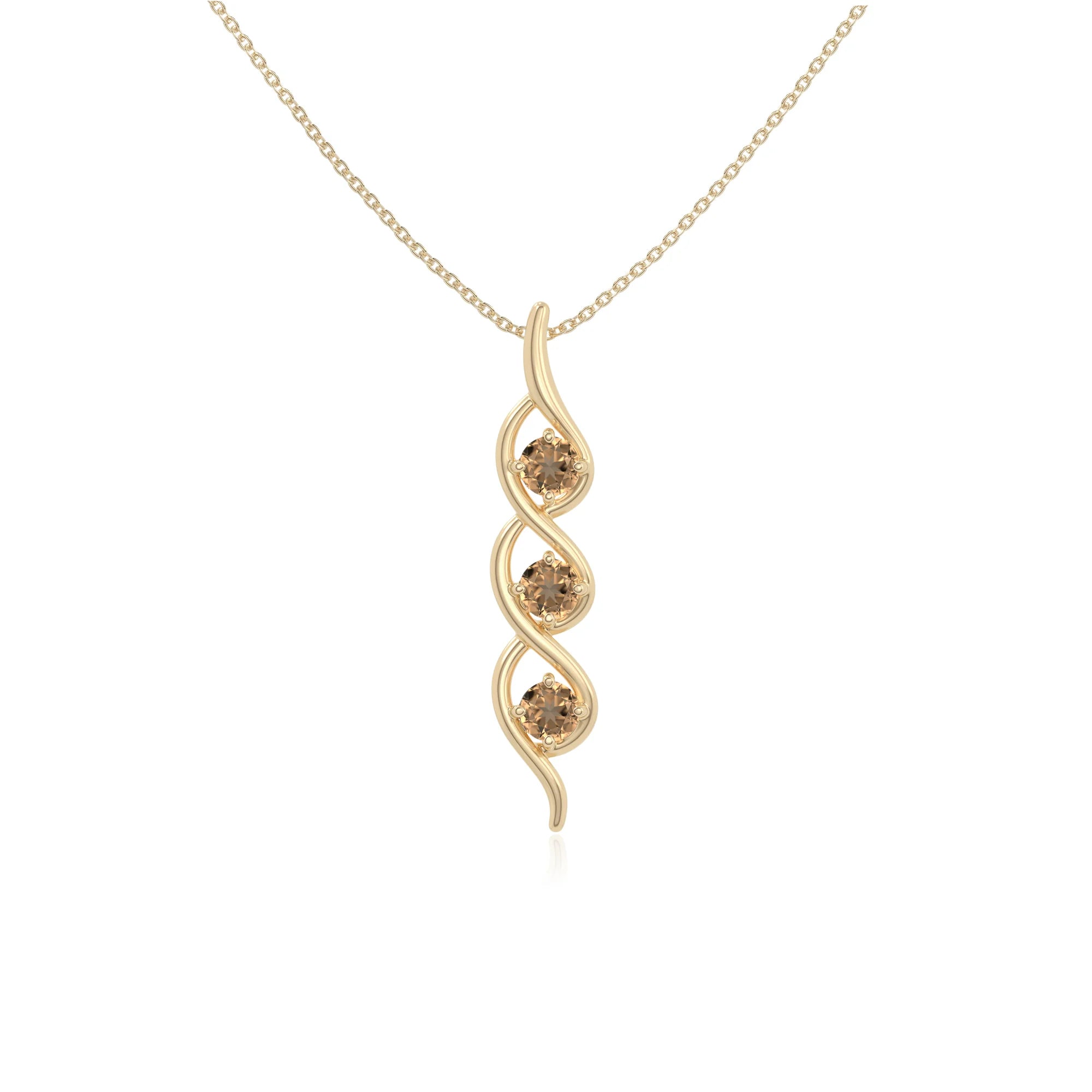 natural citrine 3 stone helix necklaces in yellow gold vermeil 