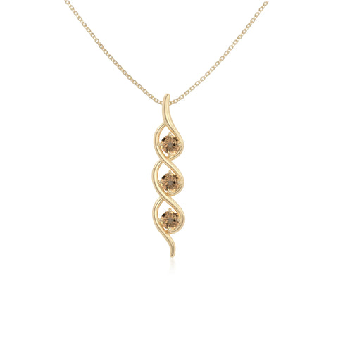 natural citrine 3 stone helix necklaces in yellow gold vermeil 