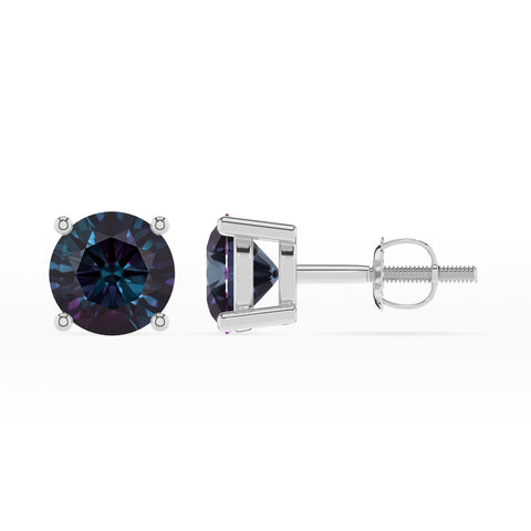 lab grown alexandrite round stud earrings 