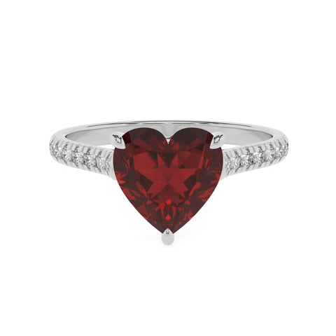 natural garnet heart half eterity solitaire engagement ring