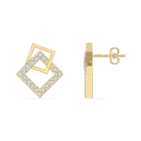 moissanite square stud earrings in yellow gold vermeil 