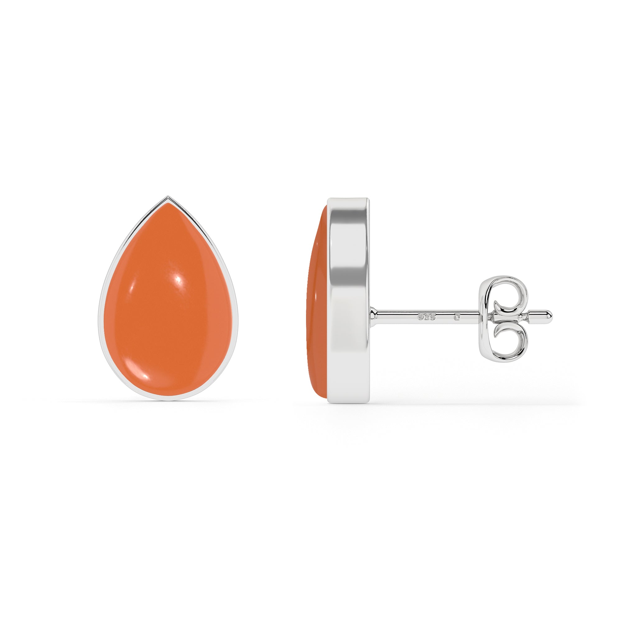 natural carnelian pear shape stud earrings